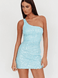 Disco Baby One-Shoulder Sequin Mini Dress Light Blue - thumbnail 1