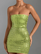 Embellished Bandeau Mini Dress in Pear Green - thumbnail 5