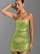 Embellished Bandeau Mini Dress in Pear Green - thumbnail 7
