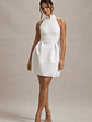 Dottie | White High-Neck Mini Dress With Pleated Skirt - thumbnail 1
