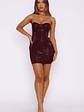 Disco Ball Embellished Mini Dress Wine - thumbnail 5