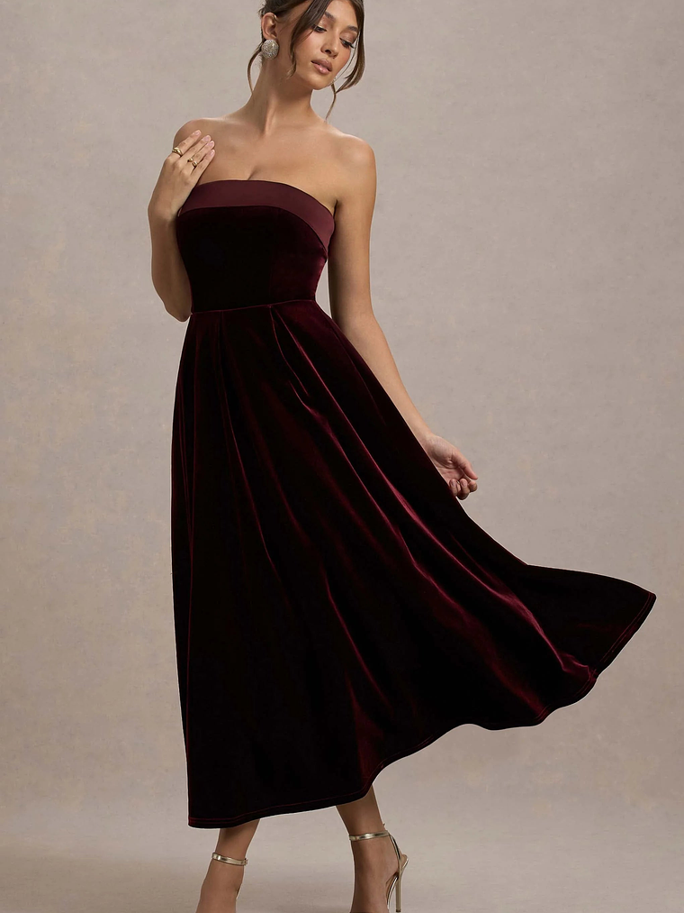 Delray | Port Velvet Bandeau Midi Dress 1