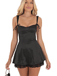 Double Bows Satin Lace Ruffle Dress in Black - thumbnail 1