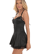 Double Bows Satin Lace Ruffle Dress in Black - thumbnail 3