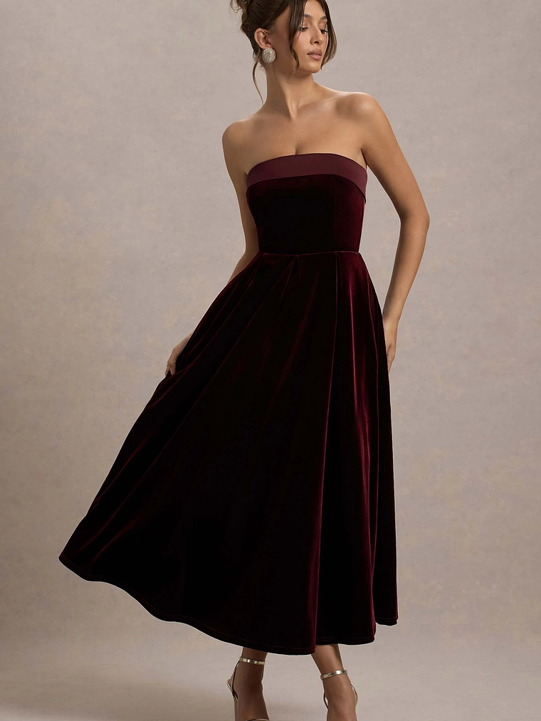 Delray | Port Velvet Bandeau Midi Dress 6