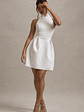 Dottie | White High-Neck Mini Dress With Pleated Skirt - thumbnail 6