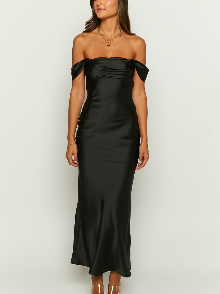 Ella Black Off Shoulder Formal Maxi Dress 2
