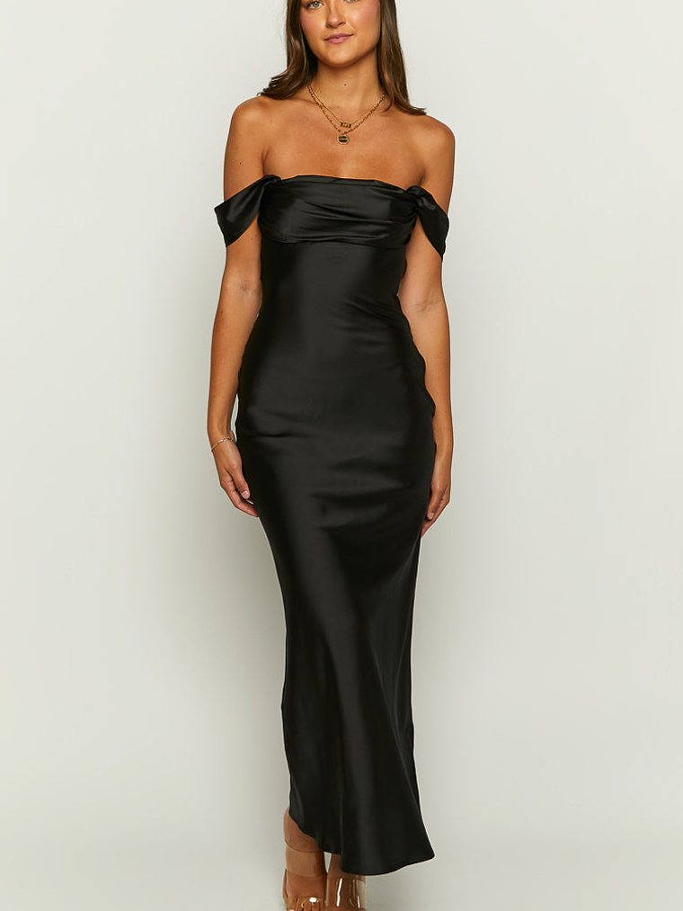 Ella Black Off Shoulder Formal Maxi Dress 3