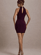 Dysis | Plum Cowl-Neck Ruched Bodycon Mini Dress - thumbnail 2