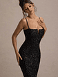 Dazzle Me | Black Sequin Strappy Bodycon Maxi Dress - thumbnail 3