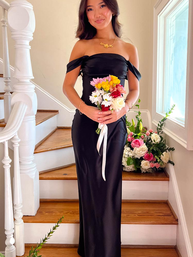 Ella Black Off Shoulder Formal Maxi Dress 9