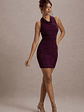 Dysis | Plum Cowl-Neck Ruched Bodycon Mini Dress - thumbnail 5