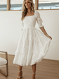 Ella Eyelet Midi Dress | White - thumbnail 1
