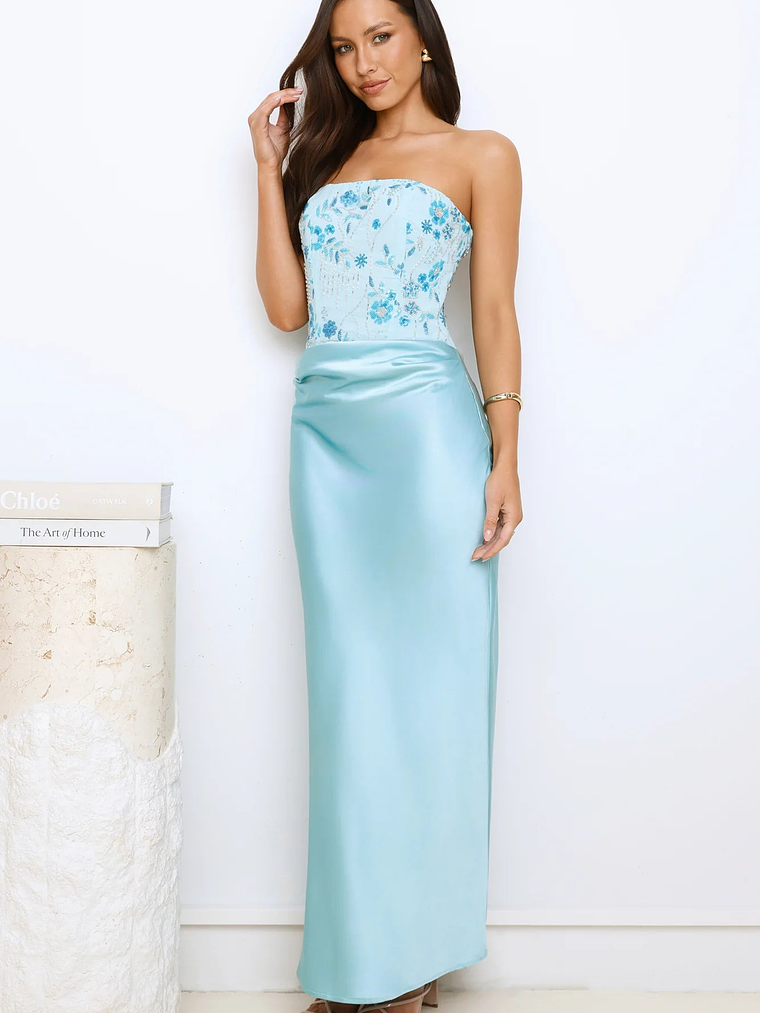 Dazzle On Demand Strapless Satin Maxi Dress 2