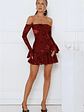 Electric Envy Off Shoulder Mini Dress Wine - thumbnail 5