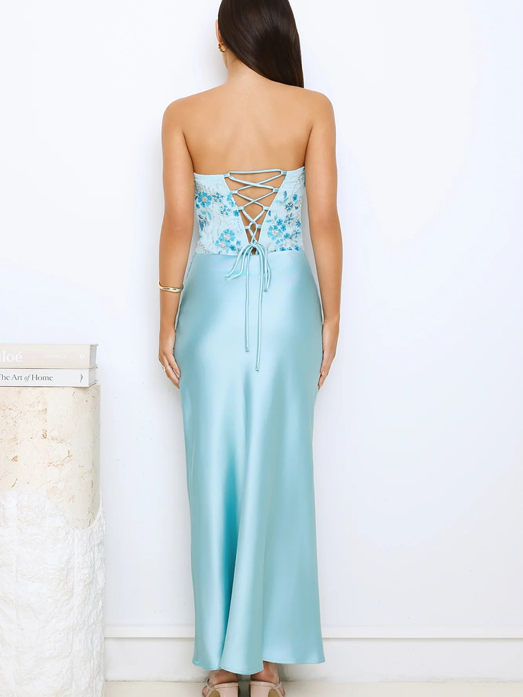 Dazzle On Demand Strapless Satin Maxi Dress 3