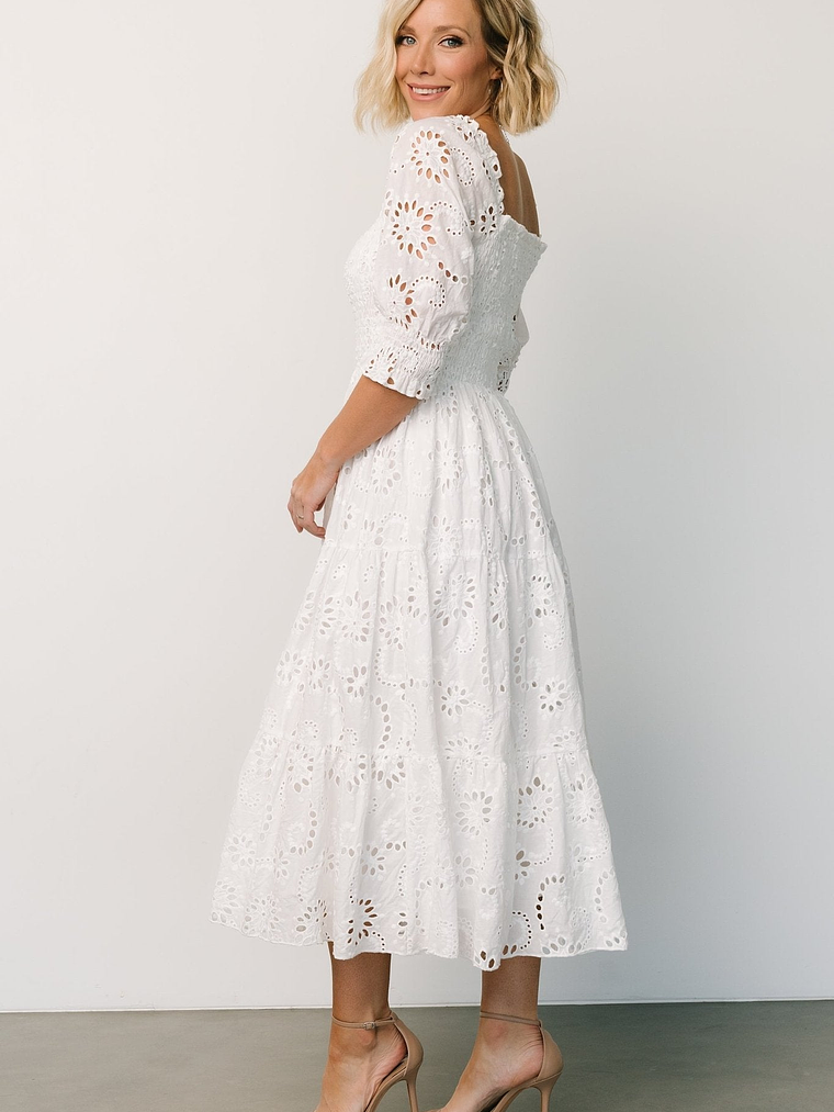 Ella Eyelet Midi Dress | White 5