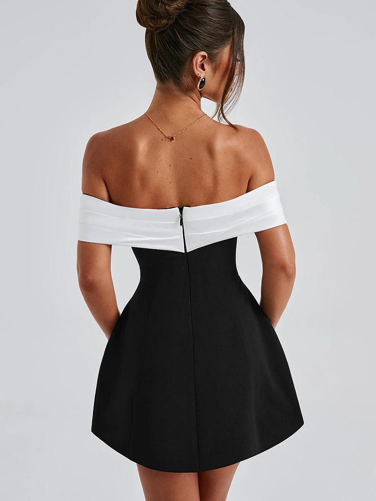 Delta Mini Dress - Black/White 8