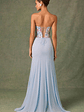 Embellished Corset Fishtail Gown in Floral Blue - thumbnail 2