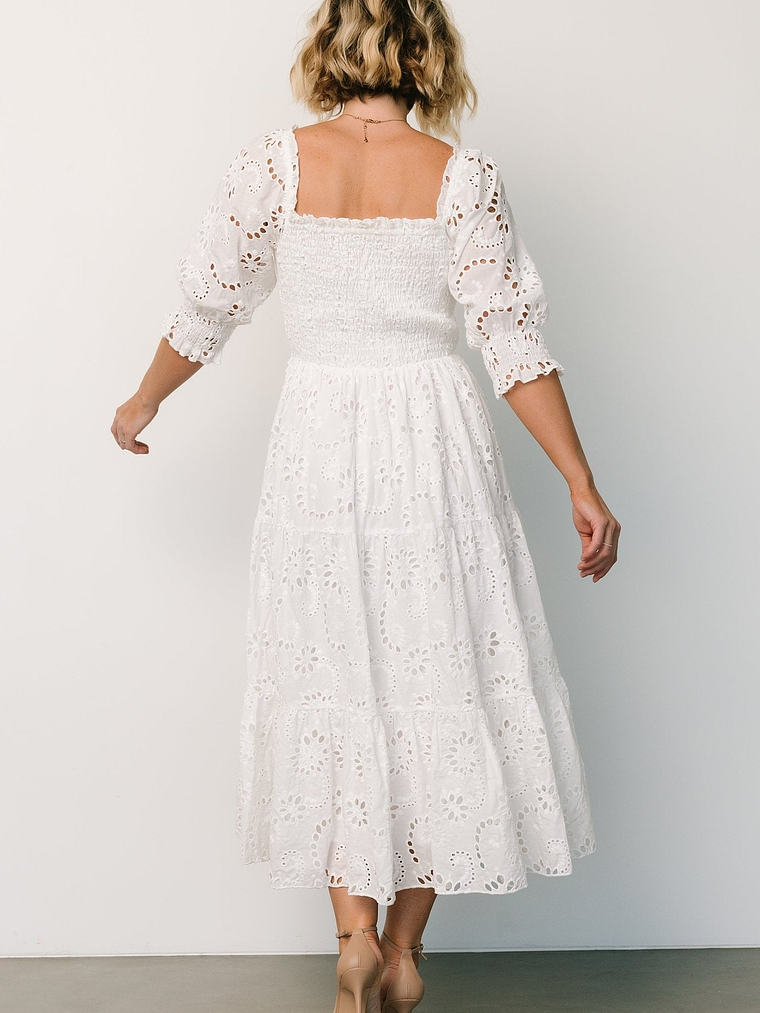 Ella Eyelet Midi Dress | White 6