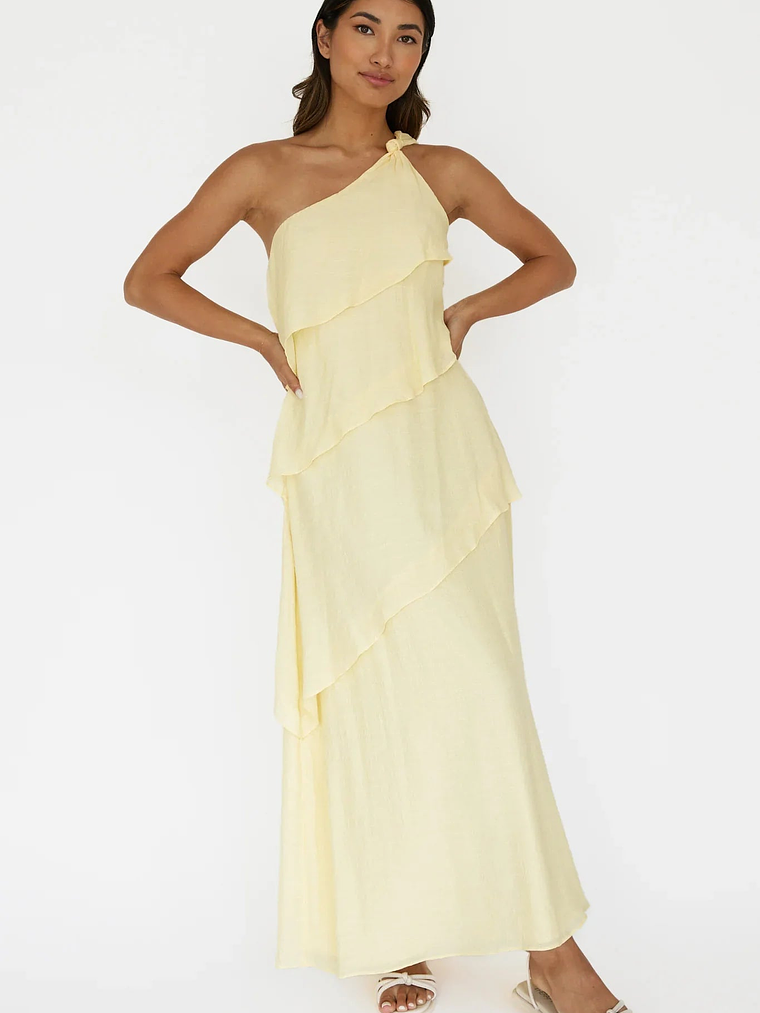 Delwyn One-Shoulder Maxi Dress Yellow 1