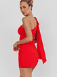 Earned It One Shoulder Bow Mini Dress Red - thumbnail 2