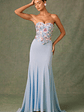 Embellished Corset Fishtail Gown in Floral Blue - thumbnail 5