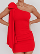 Earned It One Shoulder Bow Mini Dress Red - thumbnail 4
