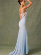 Embellished Corset Fishtail Gown in Floral Blue - thumbnail 8