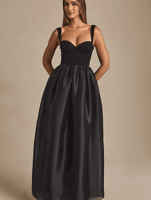 Embellished Corset Gown in Black