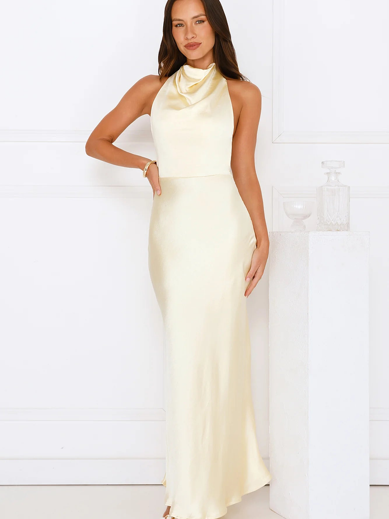 Draped In Diamonds Satin Halter Maxi Dress 4