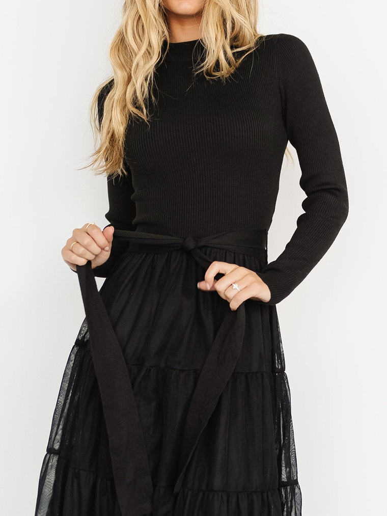 Demi Sweater Tulle Dress | Black 2