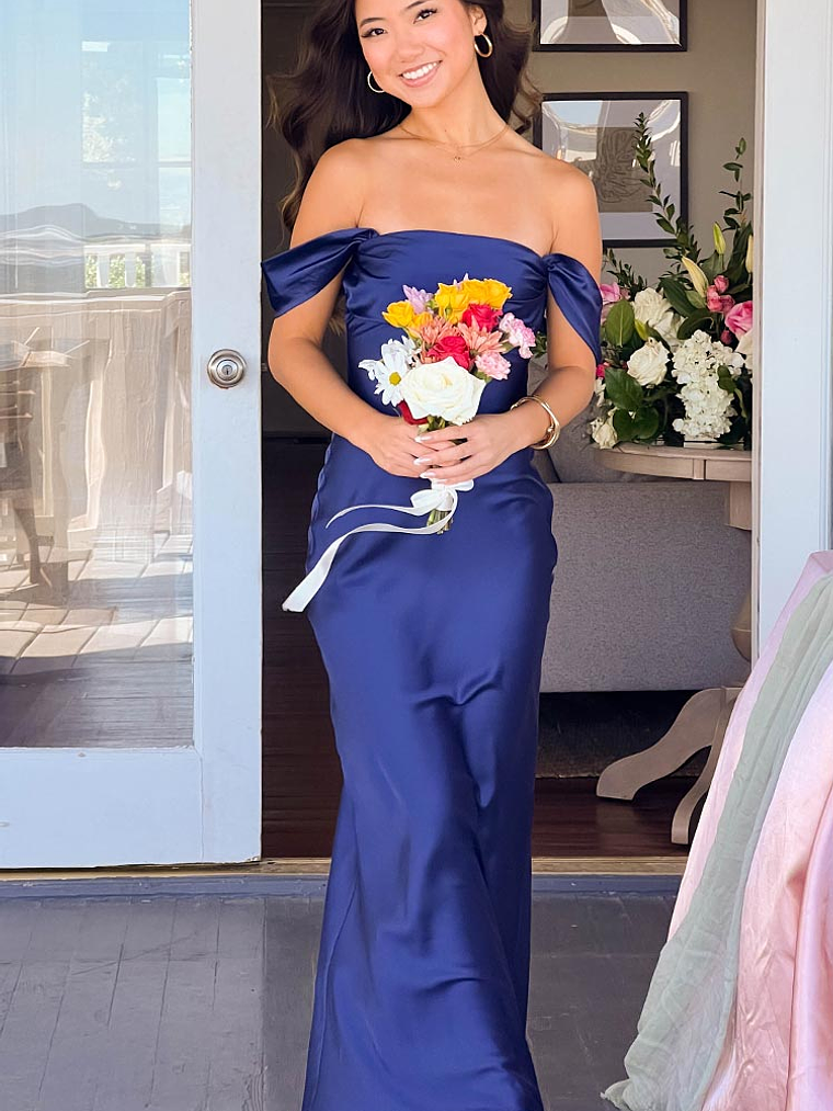 Ella Navy Off Shoulder Formal Maxi Dress 1