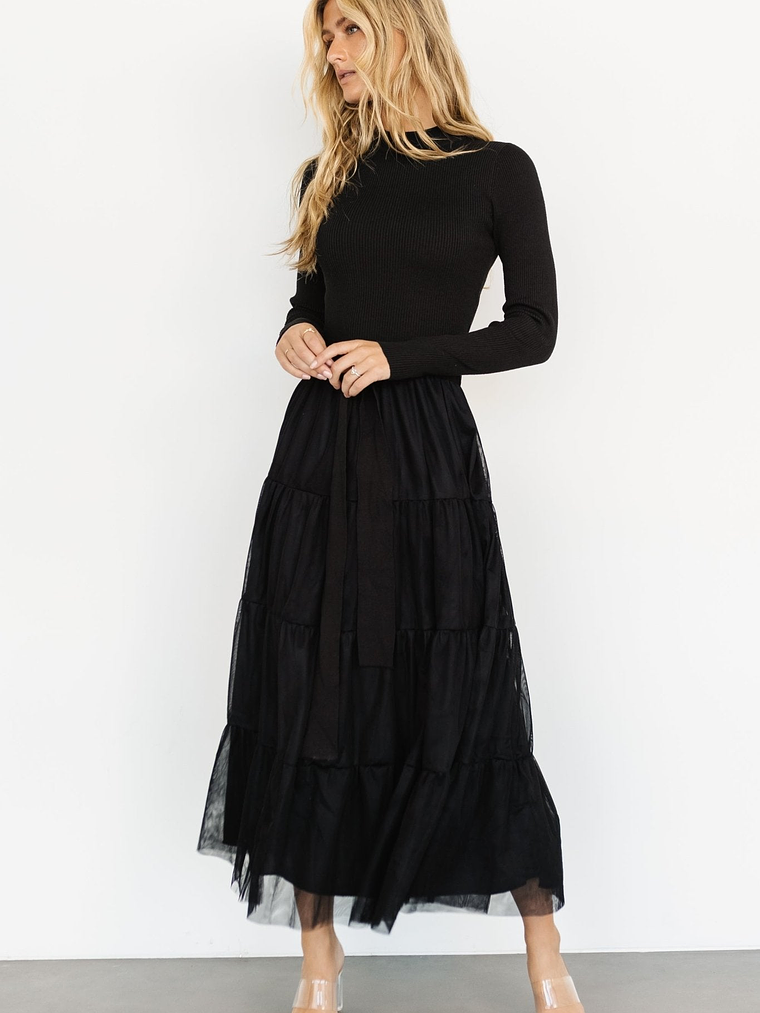 Demi Sweater Tulle Dress | Black 6