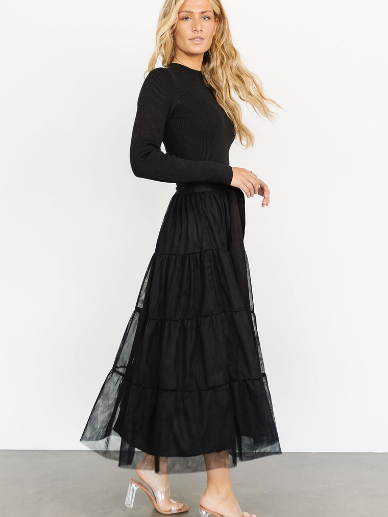Demi Sweater Tulle Dress | Black 7