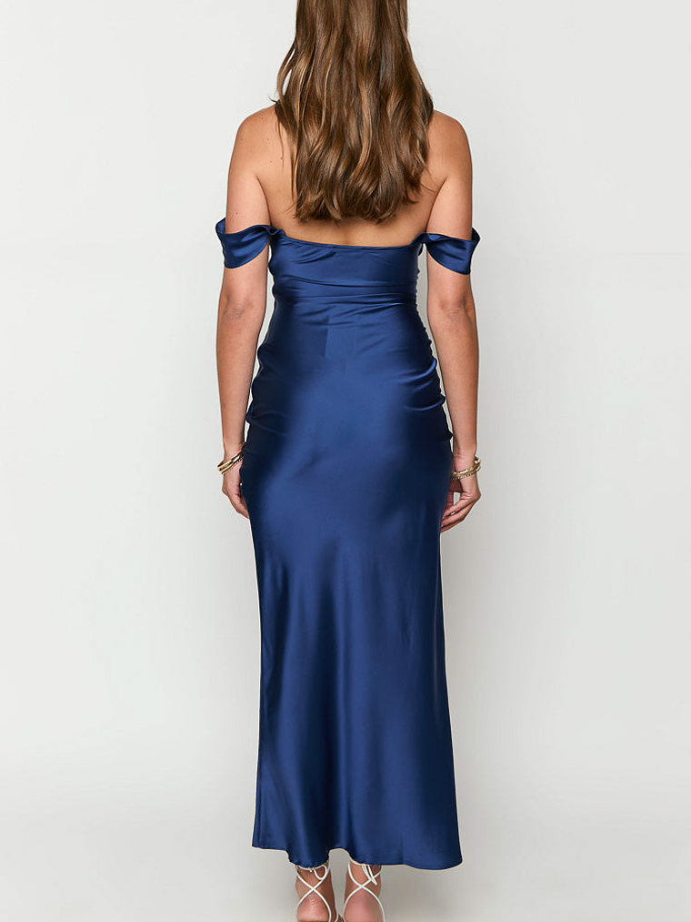 Ella Navy Off Shoulder Formal Maxi Dress 5