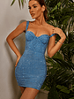 Embellished Corset Mini Dress in Cobalt Blue - thumbnail 1