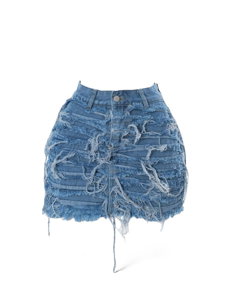 Distressed Denim Skirt 3