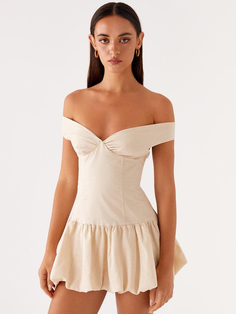 Endless Romance Off Shoulder Mini Dress - Butter 1