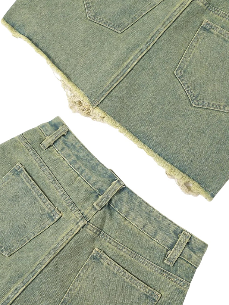 Distressed Denim Skirt 4