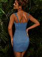 Embellished Corset Mini Dress in Cobalt Blue - thumbnail 2
