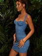 Embellished Corset Mini Dress in Cobalt Blue - thumbnail 3