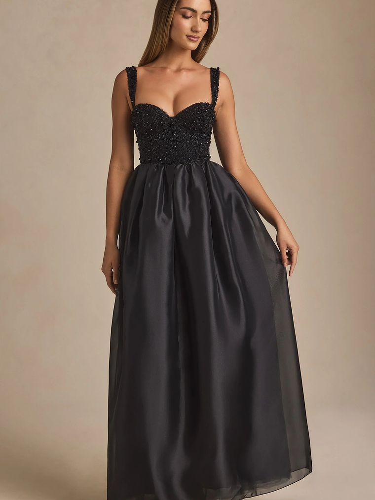 Embellished Corset Gown in Black 11