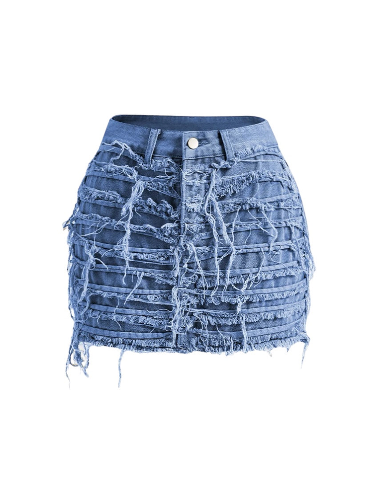 Distressed Denim Skirt 6