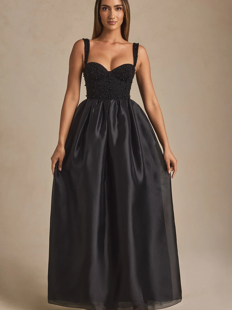 Embellished Corset Gown in Black 12