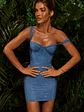 Embellished Corset Mini Dress in Cobalt Blue - thumbnail 4