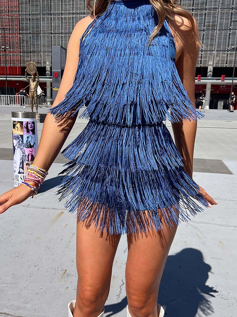 Demie Blue Tassel Playsuit 7