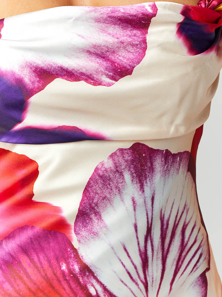 Ella Pink Floral Print Off Shoulder Formal Dress 6