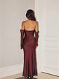 Elegant Chic Off Shoulder Long Sleeve Satin Maxi Dress - thumbnail 6