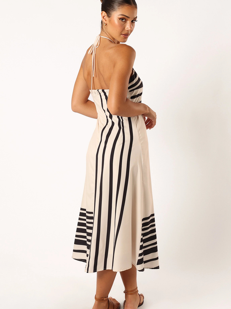 Deana Halterneck Midi Dress - Cream Black 4